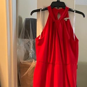 Red, high neck jumpsuit!